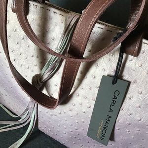 Gorgeous Carla Mancini Lilac Ostrich handbag NWT